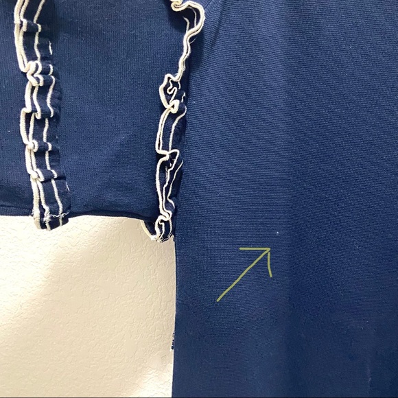 J. Crew Tiered Ruffle Boatneck Sweater- Navy & Ivory- Size Medium - Picture 12 of 13